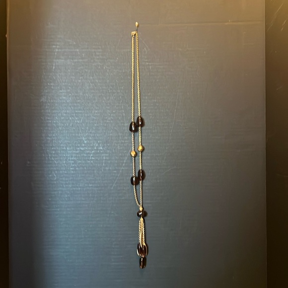 Statement Chain  22 Long Amber Faux Beads - Picture 1 of 5